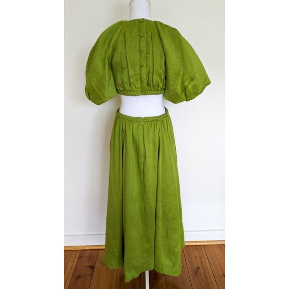 SOLD Aje Capucine Puff Sleeve Midi Dress Size 10 Verdant Green BNWT - Picture 5 of 15